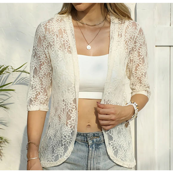 Women's Lacey Cardigan Size Large Ivory NIP - Picture 1 of 2
